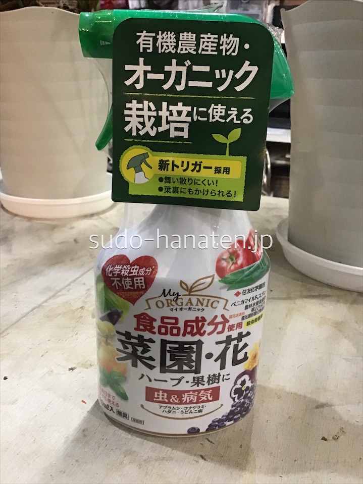 7 28 オーガニック殺虫剤です 花キューピット加盟店 東京 葛飾 新小岩の花屋 須藤花店 胡蝶蘭 観葉植物 スタンド花など法人贈答ギフト対応